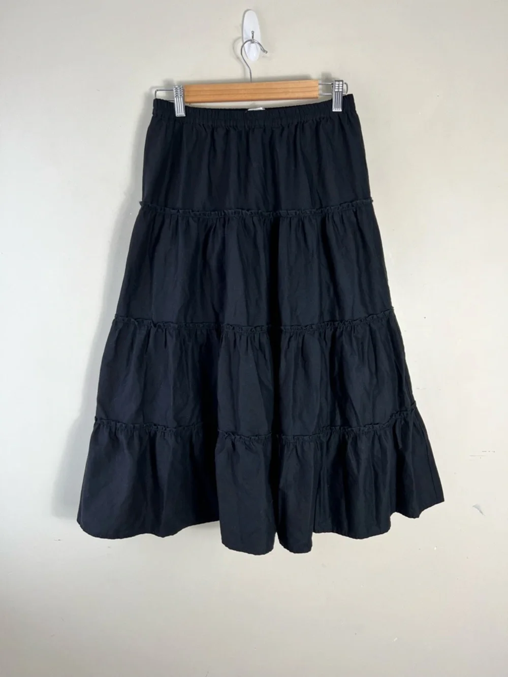 Aritzia Sunday Best Mars Skirt Size Small Black Tiered Maxi Cotton High Rise - Picture 7 of 15